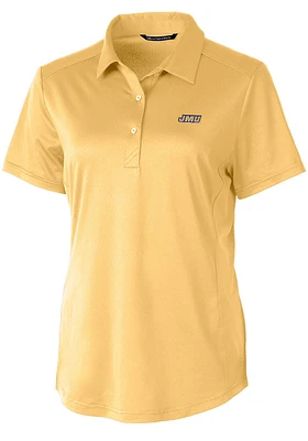 Cutter and Buck James Madison Dukes Womens Yellow Prospect Textured Short Sleeve Polo Shirt