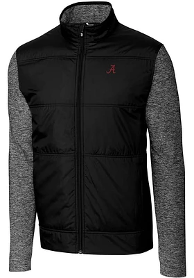Cutter and Buck Alabama Crimson Tide Mens Black Stealth Hybrid Quilted Medium Weight Jacket