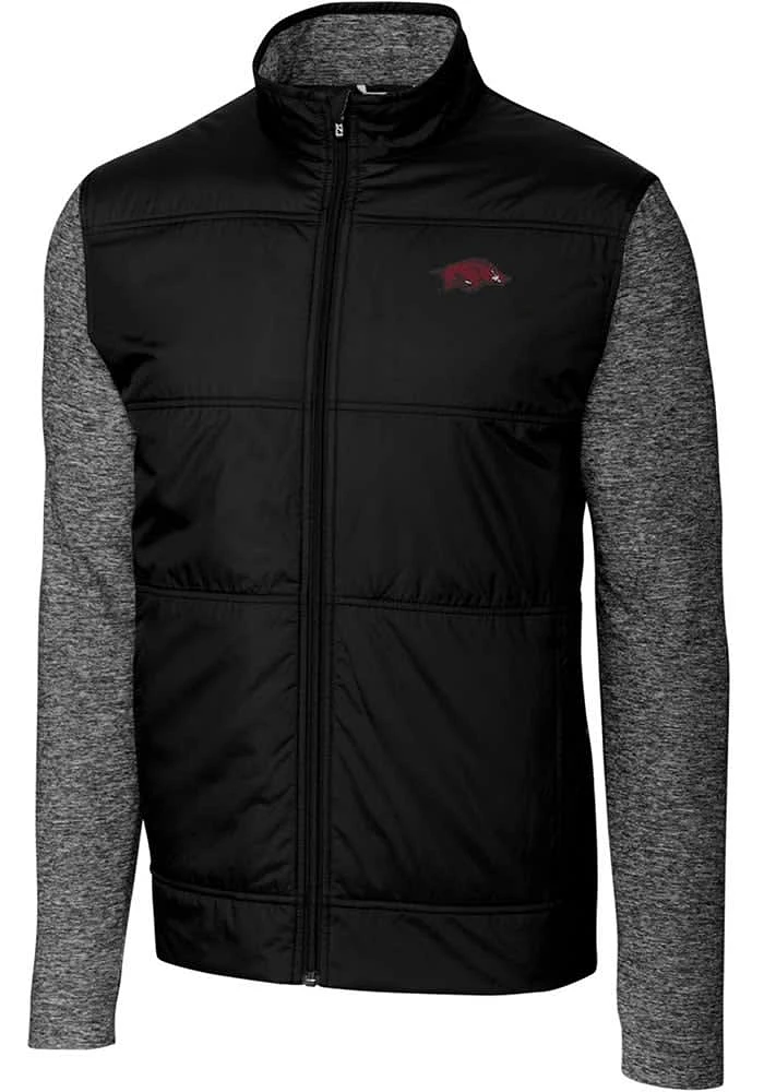Cutter and Buck Arkansas Razorbacks Mens Black Stealth Hybrid Quilted Medium Weight Jacket