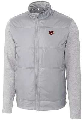 Cutter and Buck Auburn Tigers Mens Grey Stealth Hybrid Quilted Medium Weight Jacket