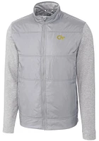Cutter and Buck GA Tech Yellow Jackets Mens Grey Stealth Hybrid Quilted Medium Weight Jacket