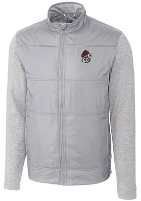 Cutter and Buck Georgia Bulldogs Mens Grey Stealth Hybrid Quilted Medium Weight Jacket