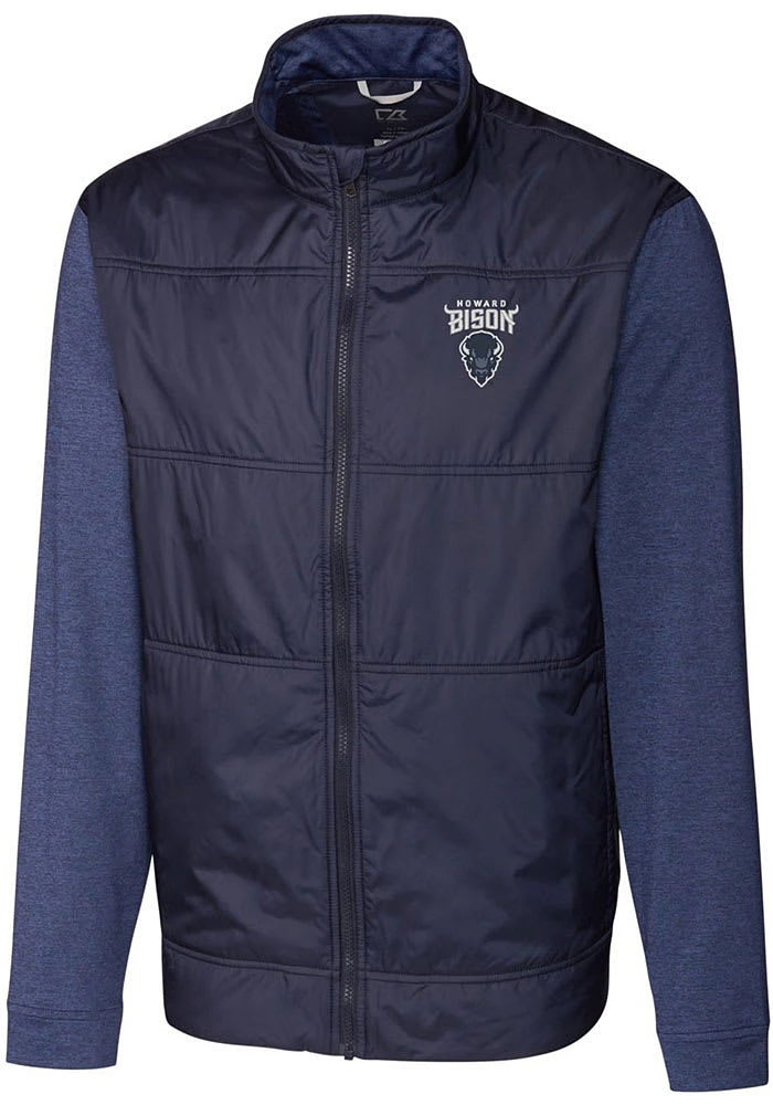 Cutter and Buck Howard Bison Mens Navy Blue Stealth Hybrid Quilted Medium Weight Jacket