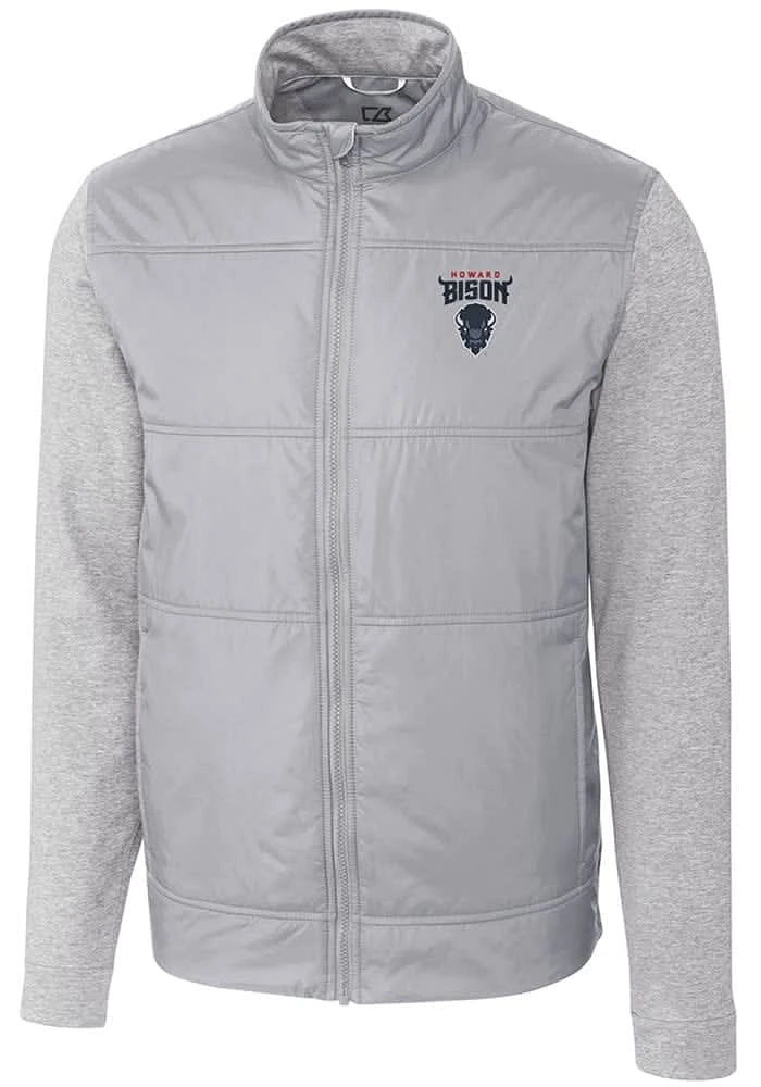 Cutter and Buck Howard Bison Mens Grey Stealth Hybrid Quilted Medium Weight Jacket
