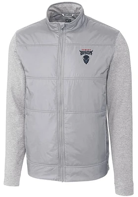 Cutter and Buck Howard Bison Mens Grey Stealth Hybrid Quilted Medium Weight Jacket