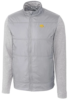 Cutter and Buck Iowa Hawkeyes Mens Grey Stealth Hybrid Quilted Medium Weight Jacket