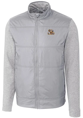 Cutter and Buck LSU Tigers Mens Grey Stealth Hybrid Quilted Medium Weight Jacket
