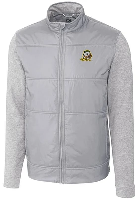 Mens Oregon Ducks Cutter and Buck Stealth Hybrid Quilted Medium Weight Jacket