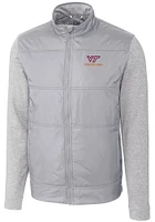 Cutter and Buck Virginia Tech Hokies Mens Grey Stealth Hybrid Quilted Medium Weight Jacket
