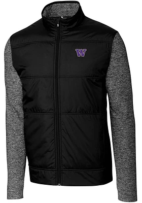 Mens Washington Huskies Cutter and Buck Stealth Hybrid Quilted Medium Weight Jacket