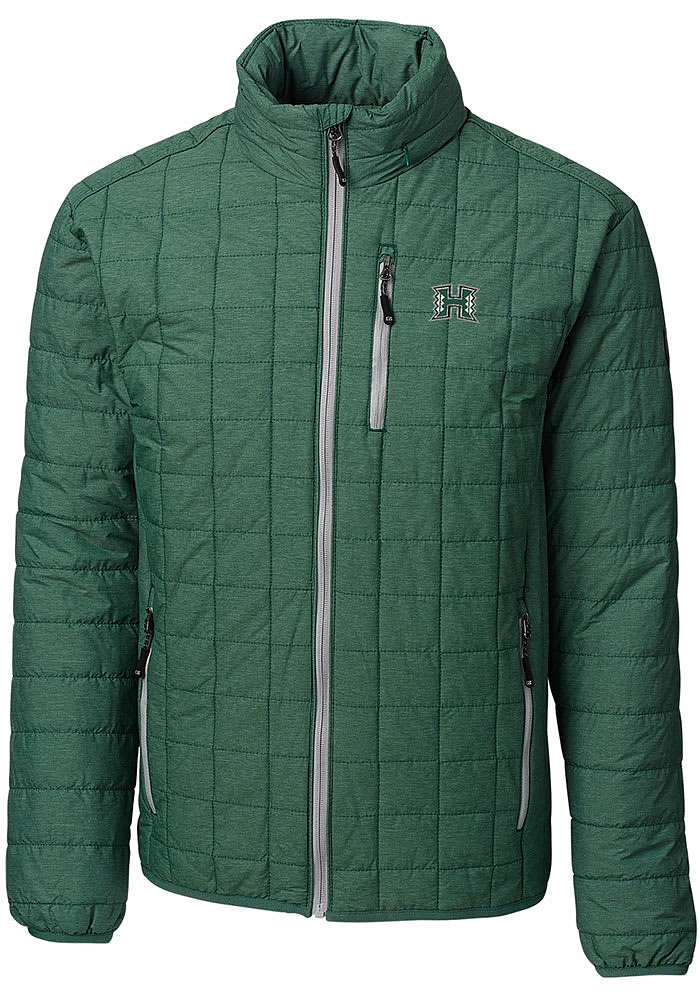 Cutter and Buck Hawaii Warriors Mens Green Rainier PrimaLoft Puffer Filled Jacket