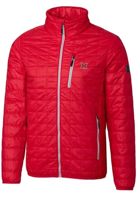 Cutter and Buck Miami RedHawks Mens Red Rainier PrimaLoft Puffer Filled Jacket