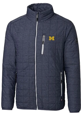 Cutter and Buck Michigan Wolverines Mens Grey Rainier PrimaLoft Puffer Filled Jacket