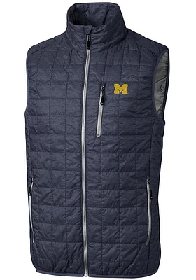 Cutter and Buck Michigan Wolverines Mens Grey Rainier PrimaLoft Puffer Sleeveless Jacket