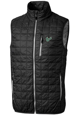 Cutter and Buck South Florida Bulls Mens Black Rainier PrimaLoft Puffer Sleeveless Jacket