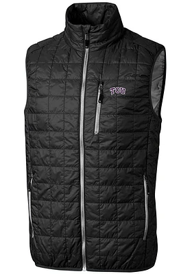 Cutter and Buck TCU Horned Frogs Mens Black Rainier PrimaLoft Sleeveless Jacket