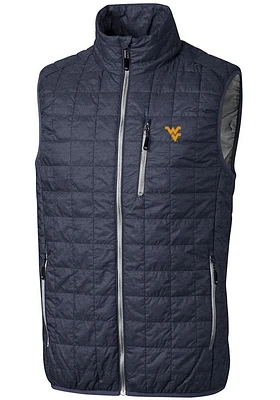 Cutter and Buck West Virginia Mountaineers Mens Grey Rainier PrimaLoft Puffer Sleeveless Jacket