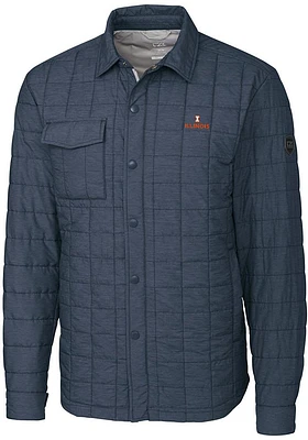 Mens Illinois Fighting Illini Grey Cutter and Buck Rainier PrimaLoft Quilted Lined Jacket