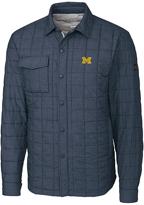 Cutter and Buck Michigan Wolverines Mens Grey Rainier PrimaLoft Quilted Outerwear Lined Jacket
