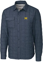Cutter and Buck Michigan Wolverines Mens Grey Rainier PrimaLoft Quilted Outerwear Lined Jacket