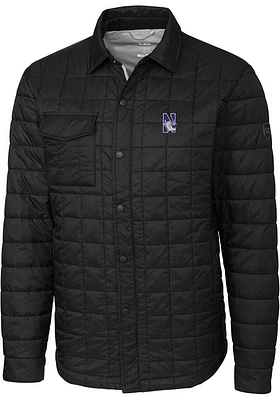Mens Northwestern Wildcats Black Cutter and Buck Rainier PrimaLoft Quilted Design Lined Jacket