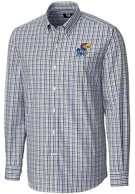 Cutter and Buck Kansas Jayhawks Mens Blue Gilman Long Sleeve Dress Shirt