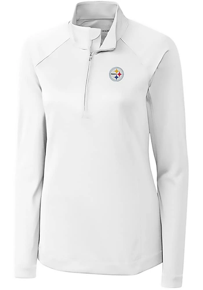Cutter and Buck Pittsburgh Steelers Womens White Evolve Qtr Zip Pullover