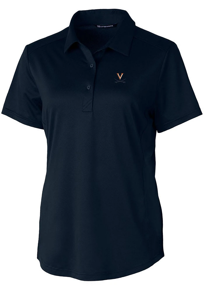 Cutter and Buck Virginia Cavaliers Womens Navy Blue Prospect Textured Short Sleeve Polo Shirt