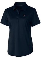 Cutter and Buck Virginia Cavaliers Womens Navy Blue Prospect Textured Short Sleeve Polo Shirt