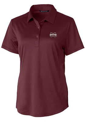 Cutter and Buck Mississippi State Bulldogs Womens Red Prospect Textured Short Sleeve Polo Shirt