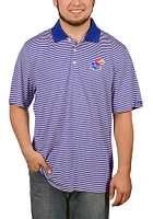 Cutter and Buck Kansas Jayhawks Mens Blue Trevor Stripe Short Sleeve Polo