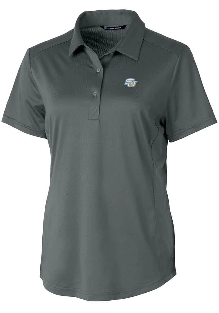 Cutter and Buck Southern University Jaguars Womens Grey Prospect Textured Short Sleeve Polo Shir..