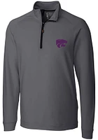 Cutter and Buck K-State Wildcats Mens Grey Jackson Long Sleeve Qtr Zip Pullover