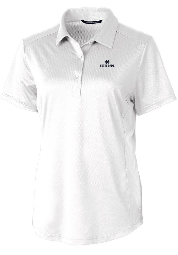 Cutter and Buck Notre Dame Fighting Irish Womens White Prospect Textured Short Sleeve Polo Shirt