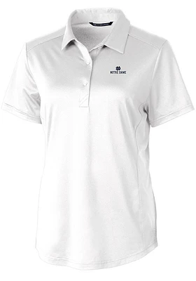 Cutter and Buck Notre Dame Fighting Irish Womens White Prospect Textured Short Sleeve Polo Shirt