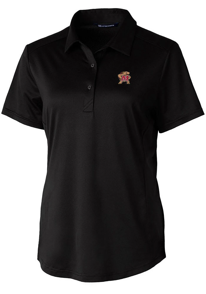 Cutter and Buck Maryland Terrapins Womens Black Prospect Textured Short Sleeve Polo Shirt