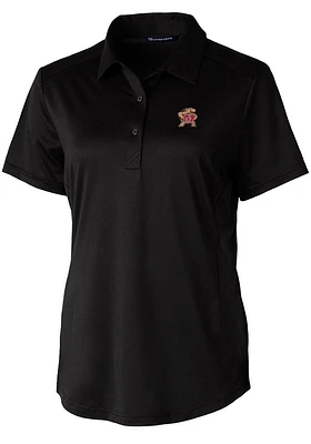 Cutter and Buck Maryland Terrapins Womens Black Prospect Textured Short Sleeve Polo Shirt