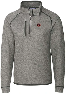 Cutter and Buck Auburn Tigers Mens Grey Mainsail Long Sleeve Qtr Zip Pullover