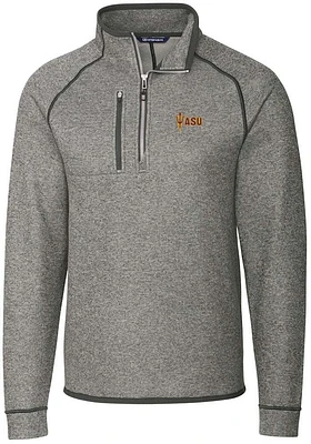 Cutter and Buck Arizona State Sun Devils Mens Grey Mainsail Long Sleeve Qtr Zip Pullover