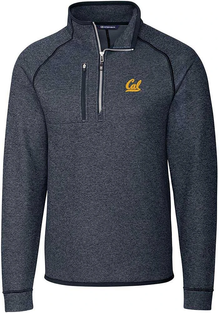 Cutter and Buck Cal Golden Bears Mens Navy Blue Mainsail Long Sleeve Qtr Zip Pullover