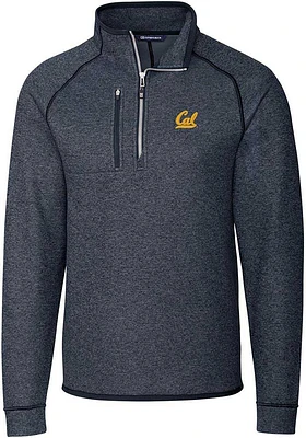 Cutter and Buck Cal Golden Bears Mens Navy Blue Mainsail Long Sleeve Qtr Zip Pullover