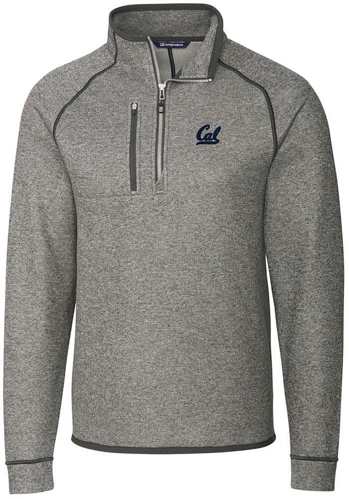 Cutter and Buck Cal Golden Bears Mens Grey Mainsail Long Sleeve Qtr Zip Pullover