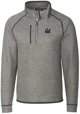 Cutter and Buck Cal Golden Bears Mens Grey Mainsail Long Sleeve Qtr Zip Pullover