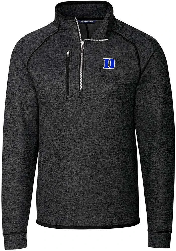 Cutter and Buck Duke Blue Devils Mens Charcoal Mainsail Long Sleeve Qtr Zip Pullover