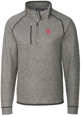 Cutter and Buck Houston Cougars Mens Grey Mainsail Long Sleeve Qtr Zip Pullover