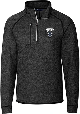 Cutter and Buck Howard Bison Mens Charcoal Mainsail Long Sleeve Qtr Zip Pullover