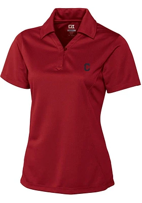 Cutter and Buck Cleveland Guardians Womens Red DryTec Genre Short Sleeve Polo Shirt