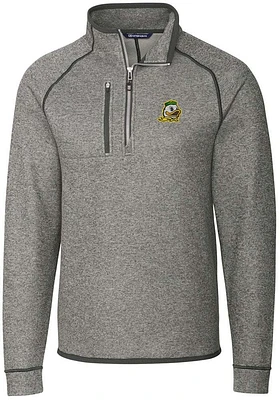 Mens Oregon Ducks Grey Cutter and Buck Mainsail Qtr Zip Pullover