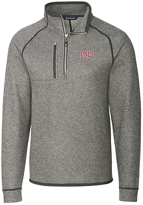 Cutter and Buck UNLV Runnin Rebels Mens Grey Mainsail Long Sleeve Qtr Zip Pullover