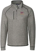 Cutter and Buck Virginia Tech Hokies Mens Grey Mainsail Long Sleeve Qtr Zip Pullover